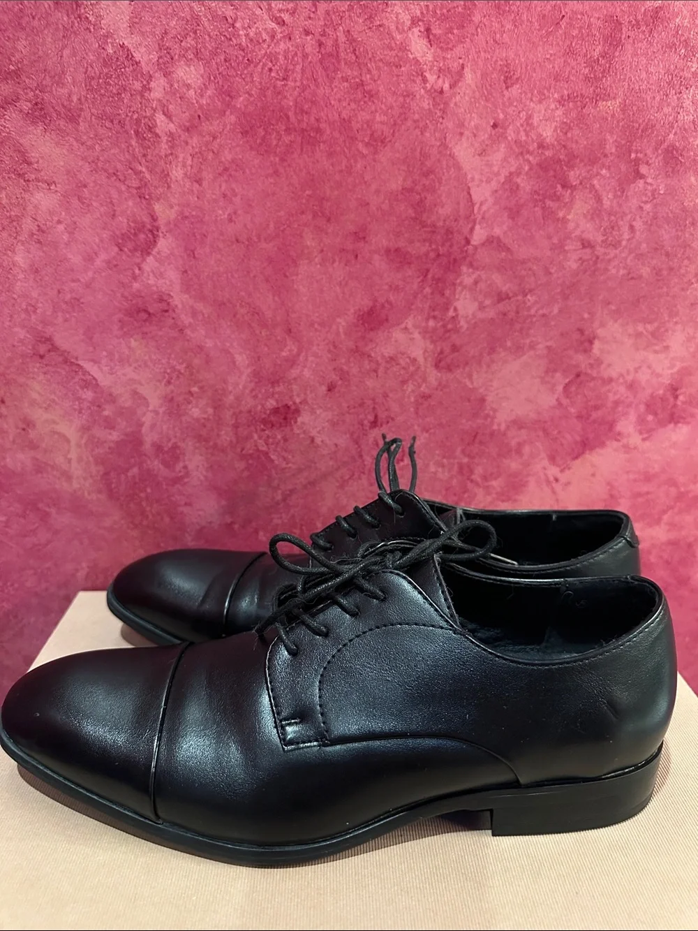 ALFANI Classic Black Cap-Toe Men's Dress Oxfords shoes , 9 M